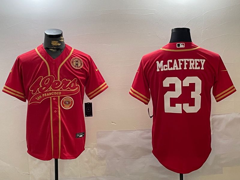 Men San Francisco 49ers #23 Mccaffrey Red Joint Name 2024 Nike Limited NFL Jersey style 12098